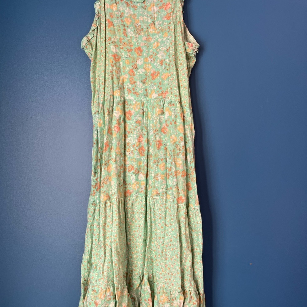 Art Class Textured Knit Fabric in Mint and Peach